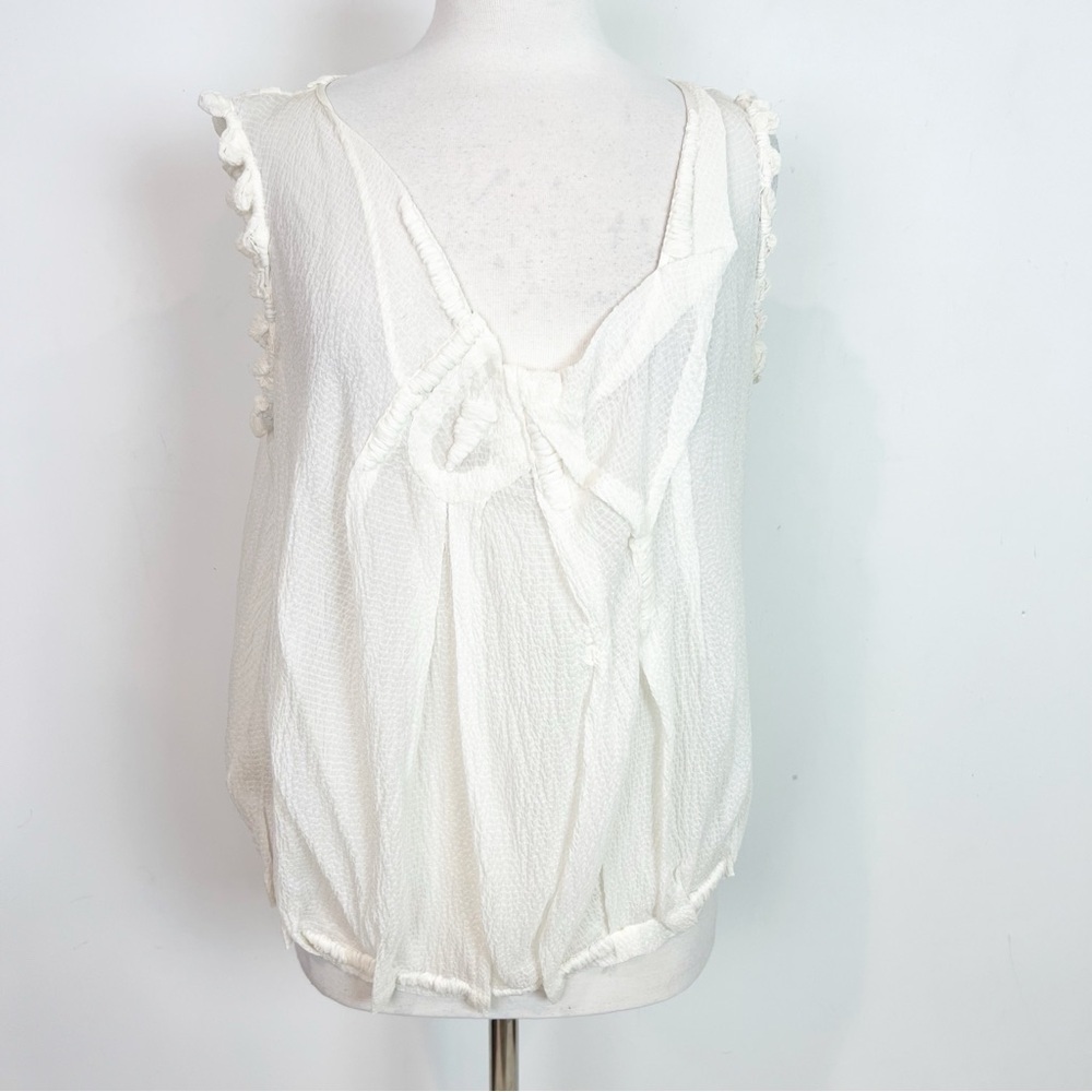 LEON MAX OFF-WHITE SLEEVELESS SCOOP NECK BLOUSE WOMENS SZ XS